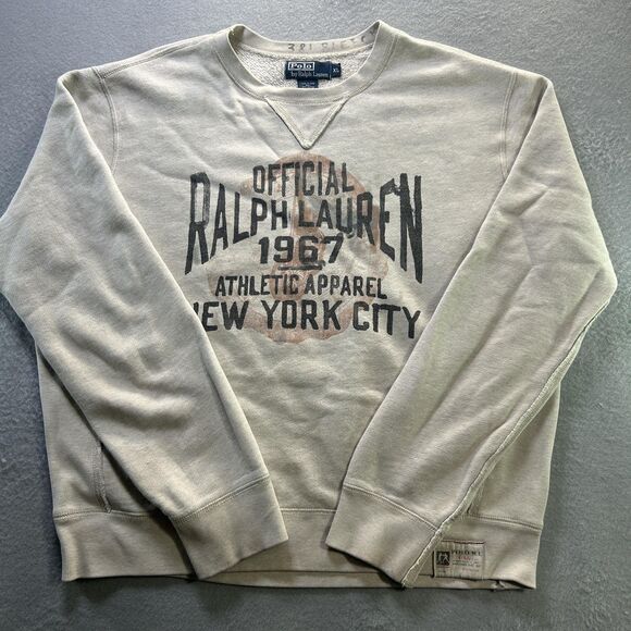 Polo Ralph Lauren Sweatshirt Mens XL Gray Crewneck 1967 Athletic Apparel NYC - Picture 1 of 13